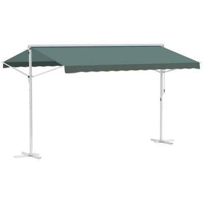 Store double pente métal époxy blanc polyester anti-UV OUTSUNNY