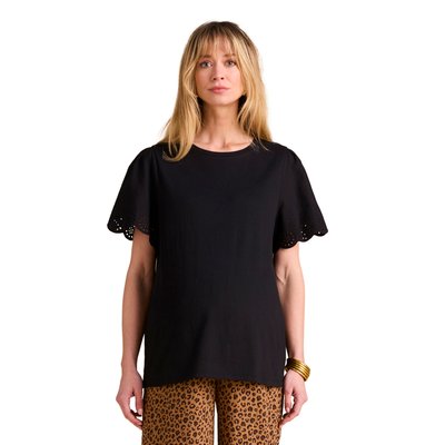 Tee-shirt grossesse bi-matière manches en broderie anglaise ENVIE DE FRAISE