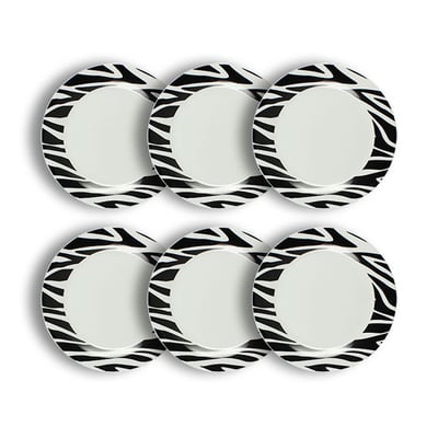 Lot de 6 assiettes plates 26.5cm en porcelaine, ZEBRE NOVASTYL