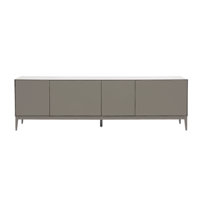 Meuble TV design gris laqué mat avec rangements L180 cm GRAY MILIBOO