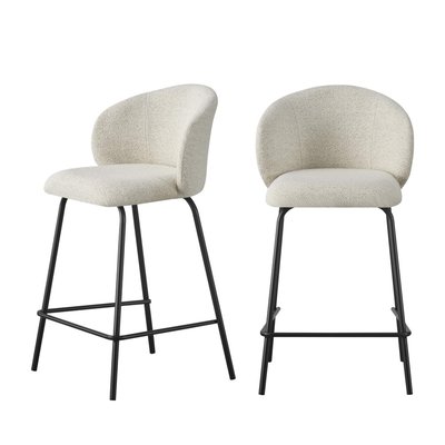 Lot de 2 tabourets de bar en tissu bouclette et métal H65cm- NAMIA DRAWER