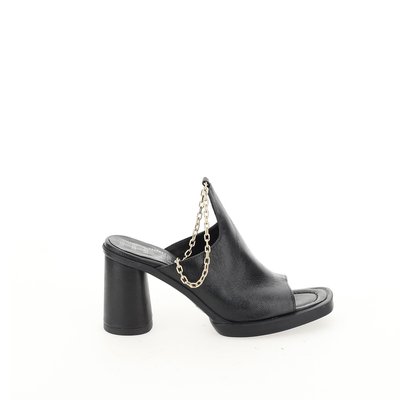 Mules cuir à talon, chaîne de cheville MJUS
