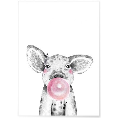 Affiche Bulle de bébé Cochon Rose L'AFFICHERIE