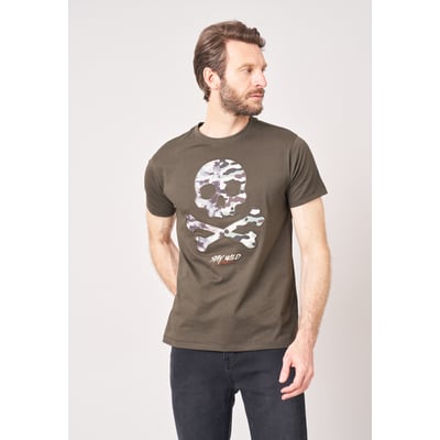 T-shirt regular homme en jersey 100% coton imprimé crâne camouflage MURKY DEELUXE