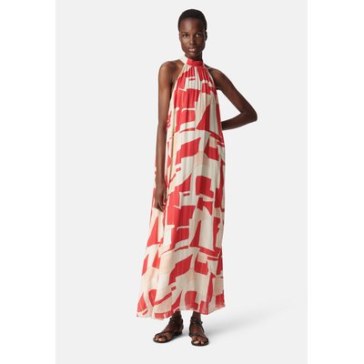 Robe longue rouge imprimé géométrique IKKS