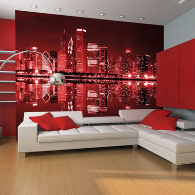 Papier peint intissé panoramique Ville et Architecture Chicago couleur du vin rouge EDEN