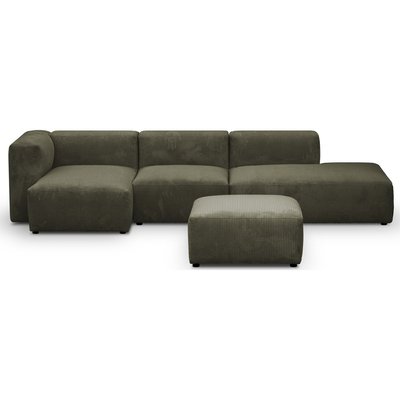 Canapé d'angle à gauche modulable 5 places en velours côtelé + pouf - MODULO HOMIFAB