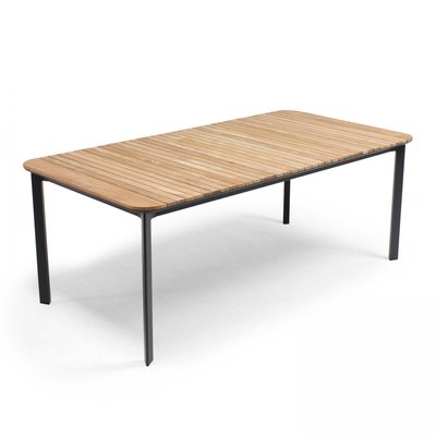 Table de jardin en aluminium et teck, TEMPA OVIALA