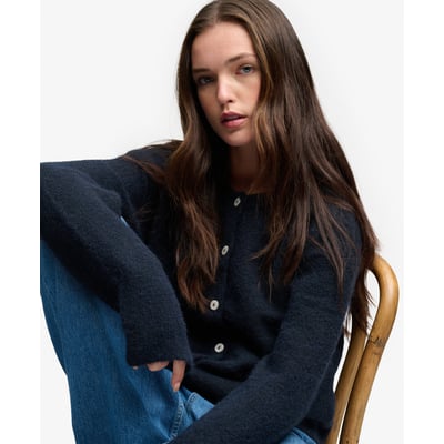 Cardigan en Maille Brossée Coupe Décontractée SUPERDRY