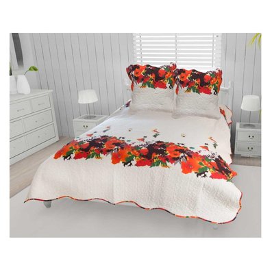 Couvre lit microfibre + taies fleuri EDEN