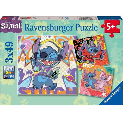 Puzzle Jouer toute la journée Stitch 3x49 pcs RAVENSBURGER