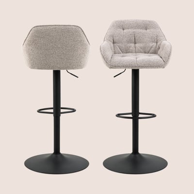 Tabourets de bar en tissu pied tulipe métal noir (lot de 2) - BROOK HELLIN, DEPUIS 1862