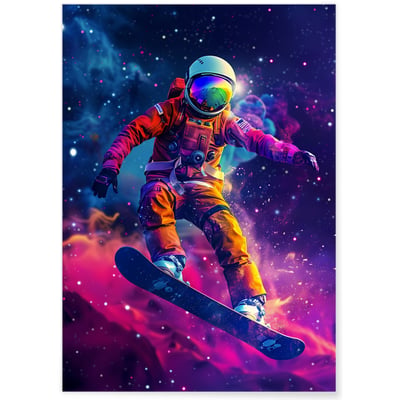Affiche Astronaute en Snowboard Cosmique L'AFFICHERIE