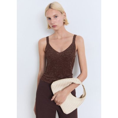 Top maille Fil textile col en V MANGO