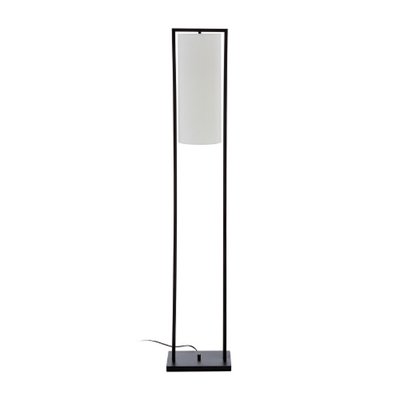 Contemporary Black Metal Frame with White Linen Shade Floor Lamp SO'HOME