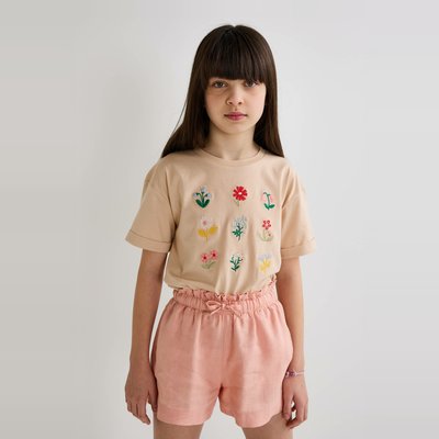 T-shirt manches courtes  brodé en coton BIO GOTS MONOPRIX