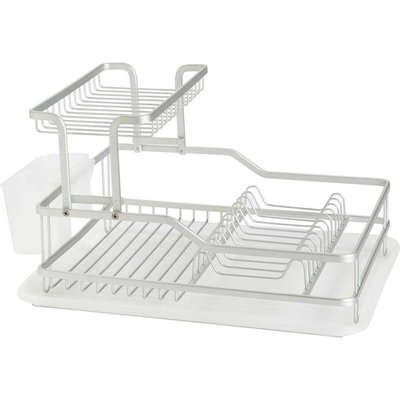 Égouttoir vaisselle aluminium double étage avec porte couverts RECOLLECTION