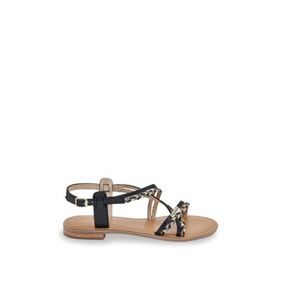 Sandales plates en cuir à brides tressées HOMONGO LES TROPEZIENNES PAR M BELARBI