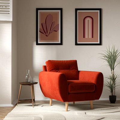 Ada Scandi Buttoned Velvet Armchair with Light Wood Legs ÉDITÉ