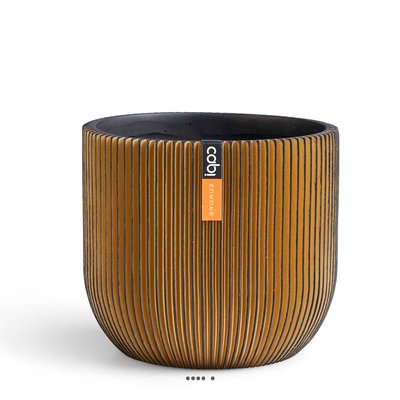 Superbe pot Groove eggpot doré fibres synthétiques H 35 x D 33 cm ARTIFICIELLES