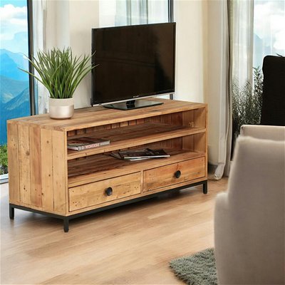 Meuble TV bois recyclé 120 cm style industriel CANBERRA PIER IMPORT