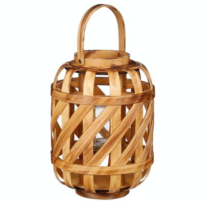 Lanterne en bois avec tressage H 32 cm PIER IMPORT