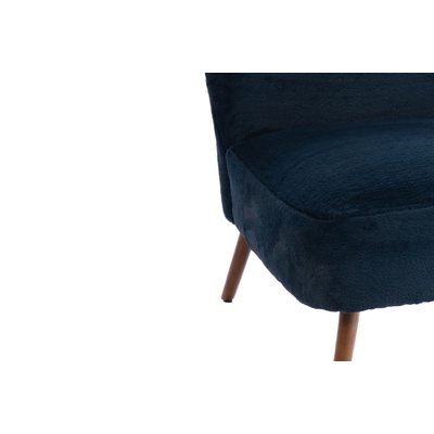 Fauteuil en tissu peluche uni et pieds en bois - INDIEN AMADEUS
