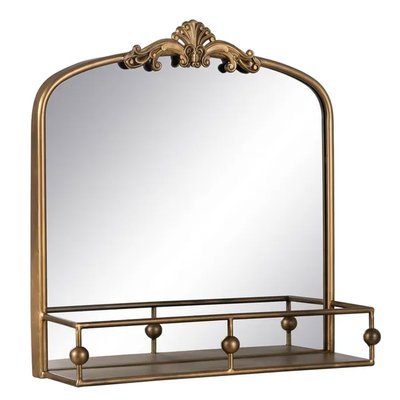Miroir classique avec étagère en métal doré 54x16.5x51cm WADIGA