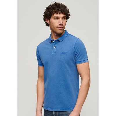 Embroidered Logo Polo Shirt in Cotton with Short Sleeves SUPERDRY