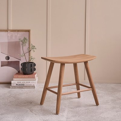 Tabouret en teck massif naturel 45 cm  AMBRE BERAH GETAH
