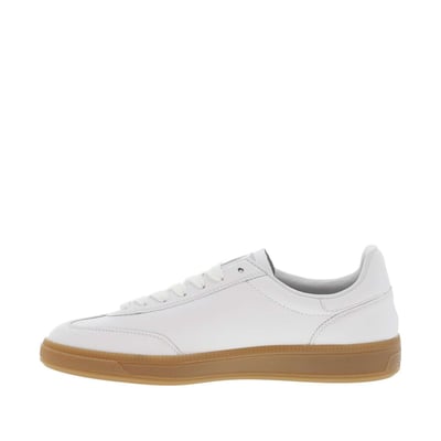 Tennis en cuir roses et blanches à semelle plate à lacets plats RIEKER