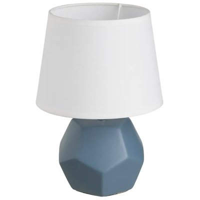 Lampe à poser céramique bleu pétrole et abat jour blanc 18x18x26cm WADIGA