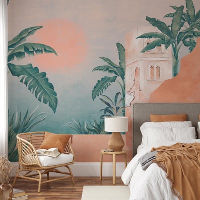 Papier peint panoramique avec paysage tropical et jungle - 425x260 cm (l x h) LA TOUCHE ORIGINALE