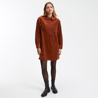 Korte jurk in geribd fluweel, Signature ALBANE LA REDOUTE COLLECTIONS