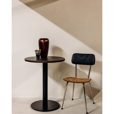 Table à manger mélaminée en bois foncé Karla N°1276 - Bon état DEBONGOUT