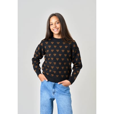 Pull fille motif cœurs en maille douce CLEMY DEELUXE