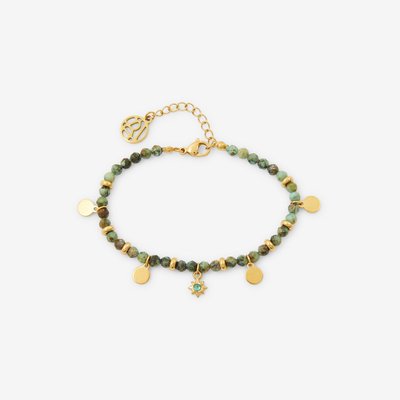 Bracelet acier inoxydable avec pierres vertes BALABOOSTE