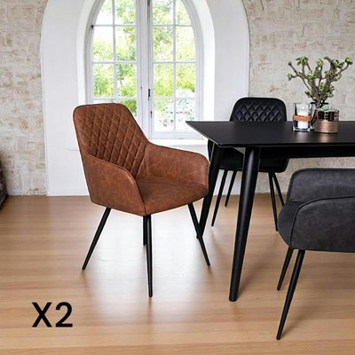 Fauteuil de table marron vintage (lot de 2) SAVONE PIER IMPORT