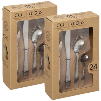Lot de 2 Ménagères en Acier Inoxydable D'Oro - 48 Couverts TOILINUX