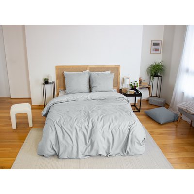 Parure housse de couette microfibre effet flanelle, Cendre C DESIGN HOME TEXTILE