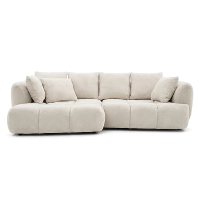 Canapé d'angle convertible 3 places en tissu bouclette, AUDE BOBOCHIC