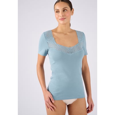 T-shirt manches courtes en maille, en pur coton peigné DAMART