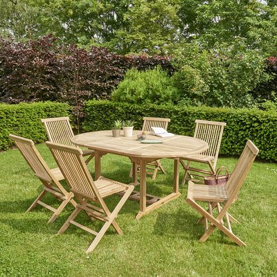 Salon de jardin en teck massif extensible 6/8 places  MIDLAND BERAH GETAH