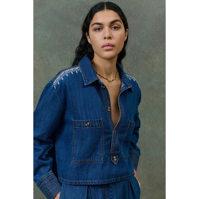 Chemise en denim, détails brodés, ILAYANA LOUISE MISHA