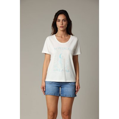 T-shirt en jersey de coton avec print + glitter MISTIK DEELUXE