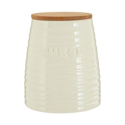 Sugar Canister in Cream Dolomite with Bamboo Lid SO'HOME