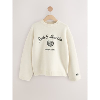 Pull brodé à imprimé style sport avec laine NEXT