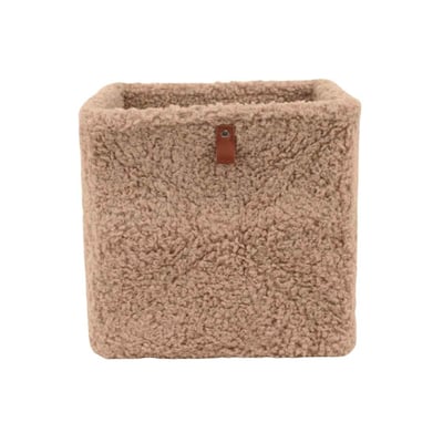 Cube de rangement bouclette taupe 31x31cm ORNAMI