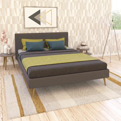 Lit en bois avec tissu - LT14009 TERRE DE NUIT