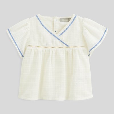 Blouse manches courtes col V en coton - collection Cérémonie BOUT'CHOU